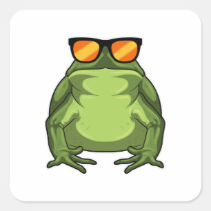 Pegatina Cuadrada Rana con gafas de sol