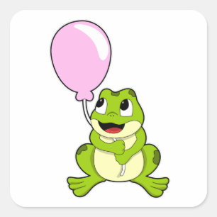 Pegatina Cuadrada Rana con globo