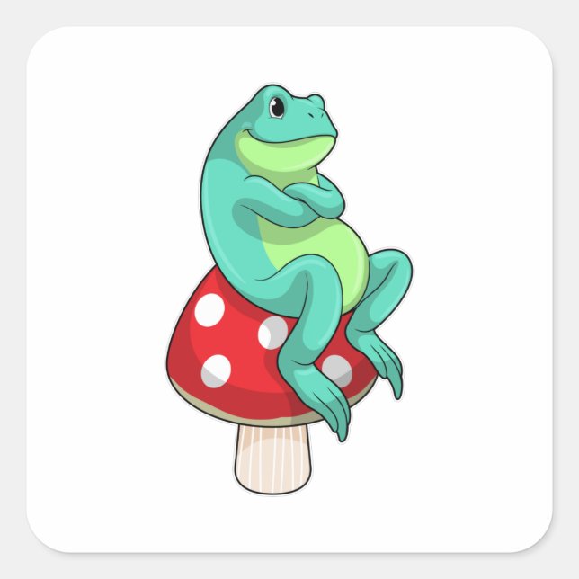 Pegatina Cuadrada Rana con hongo (Anverso)