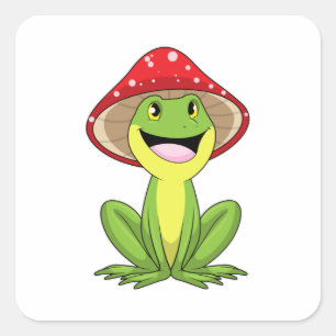 Pegatina Cuadrada Rana con hongo