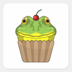 Pegatina Cuadrada Rana con Muffin