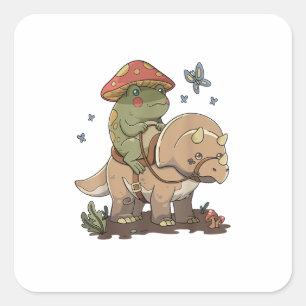 Pegatina Cuadrada Rana Cottagecore  Estética Hongo Cute Goblinco