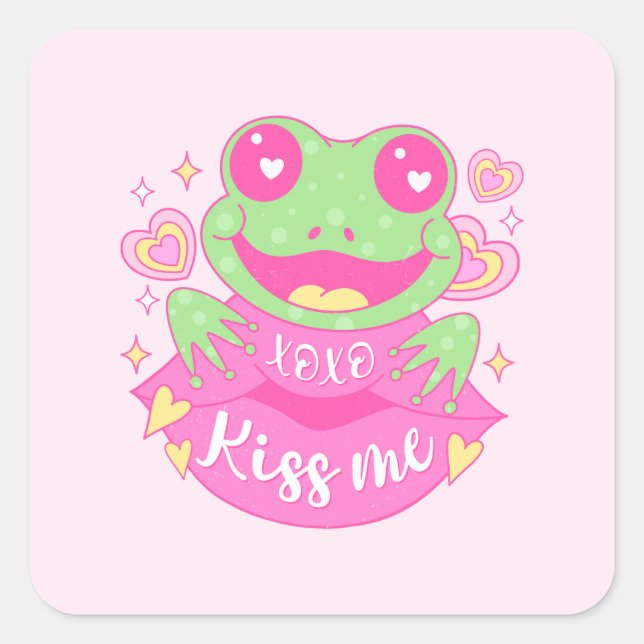 Pegatina Cuadrada Rana Cute Kisme - Xoxo (Anverso)