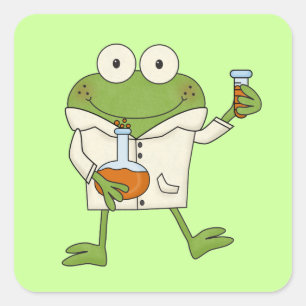 Pegatina Cuadrada Rana de laboratorio