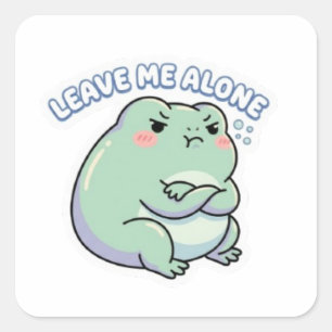 Pegatina Cuadrada Rana de sticker linda y enojada meme K