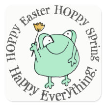 Rana dulce que ofrece un tulipán amarillo Hoppy Ea