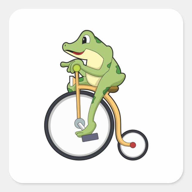Pegatina Cuadrada Rana en circo con bicicleta.PNG (Anverso)
