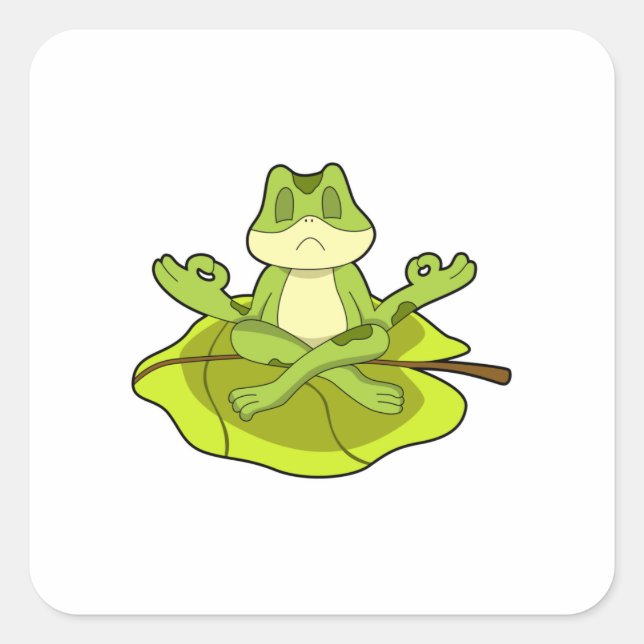 Pegatina Cuadrada Rana en Meditate (Anverso)
