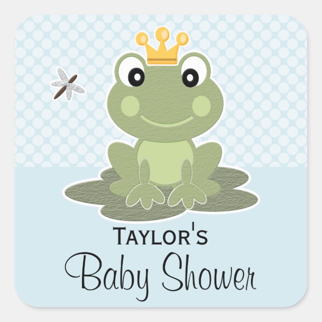 Pegatina Cuadrada Rana Prince Favor Labels (Anverso)