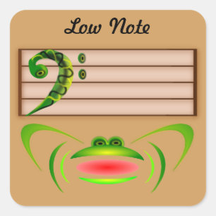 Pegatina Cuadrada Rana verde baja nota
