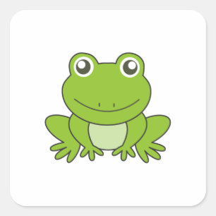 Pegatina Cuadrada Ranas De Rana Divertidas Amigas Animales Para Niño