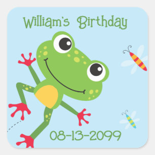 Pegatina Cuadrada Ranas Frogtastic Salto Ranas Niños Napkins Cumplea