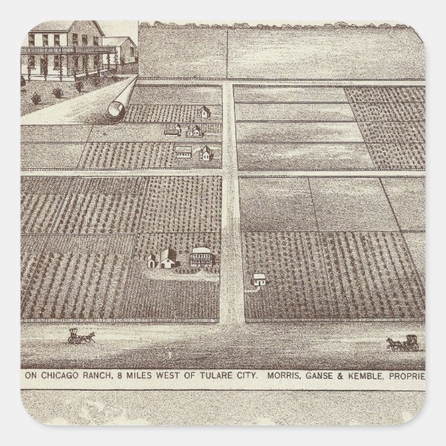 Pegatina Cuadrada Ranches de Chicago, Kay (Anverso)