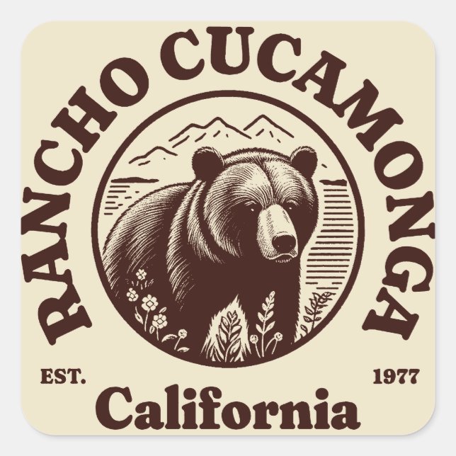 Pegatina Cuadrada Rancho Cucamonga California (Anverso)