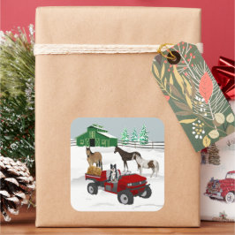 Pegatina Cuadrada Rancho de Caballo de Granja Occidental Red ATV Per