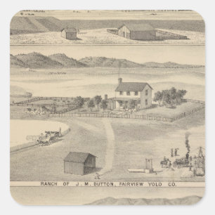 Pegatina Cuadrada Rancho de Dutton de los inviernos