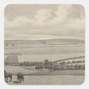 Pegatina Cuadrada Rancho del Brae del molino, Kansas