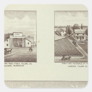 Pegatina Cuadrada rancho Hunsaker, Woodville