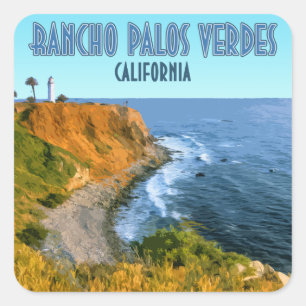 Pegatina Cuadrada Rancho Palos Verdes California Point Vicente