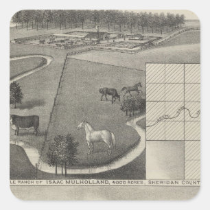 Pegatina Cuadrada Rancho y residencia, Kansas de Isaac Mulholland