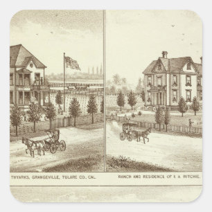 Pegatina Cuadrada Ranchos, Grangeville, caloría