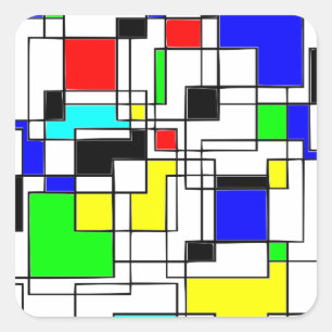 Pegatina Cuadrada Random Squares Homage A Mondrian