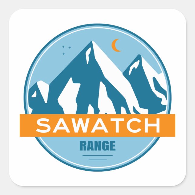 Pegatina Cuadrada Rango de Sawatch Colorado (Anverso)