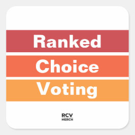 Pegatina Cuadrada Ranked Choice Voting 3 Stripes