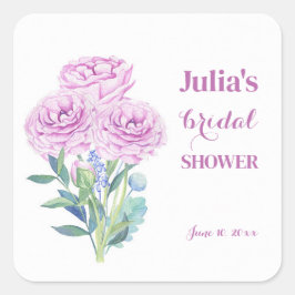 Pegatina Cuadrada Ranunculus & Anémonas Despedida de Soltera Persona