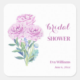 Pegatina Cuadrada Ranunculus & Anemones Fiesta de Despedida de Solte