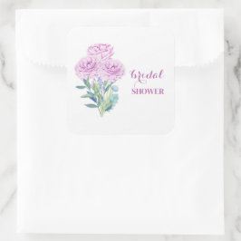 Pegatina Cuadrada Ranunculus y Anemones Personalizable Bridal Shower