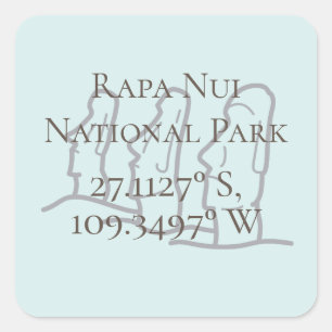Pegatina Cuadrada Rapa Nui Latitude y longitud