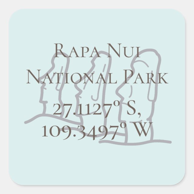 Pegatina Cuadrada Rapa Nui Latitude y longitud (Anverso)
