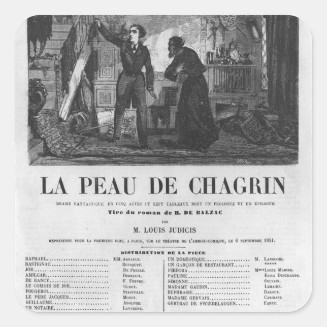 Pegatina Cuadrada Raphael de Valentin y el tendero (Anverso)