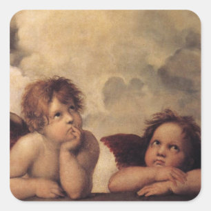 Pegatina Cuadrada Raphael, Sistine Cherub