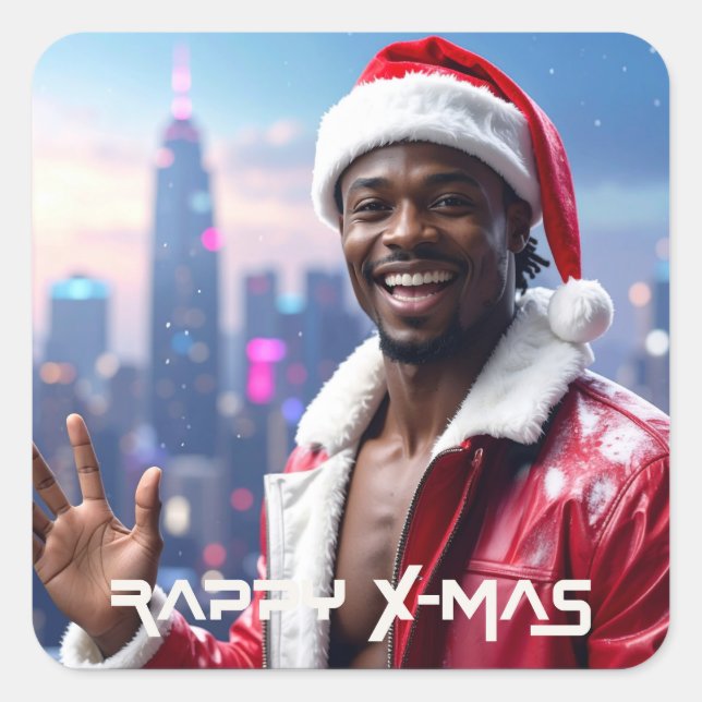 PEGATINA CUADRADA RAPPY X-MAS (Anverso)
