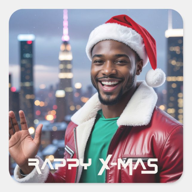 PEGATINA CUADRADA RAPPY X-MAS (Anverso)