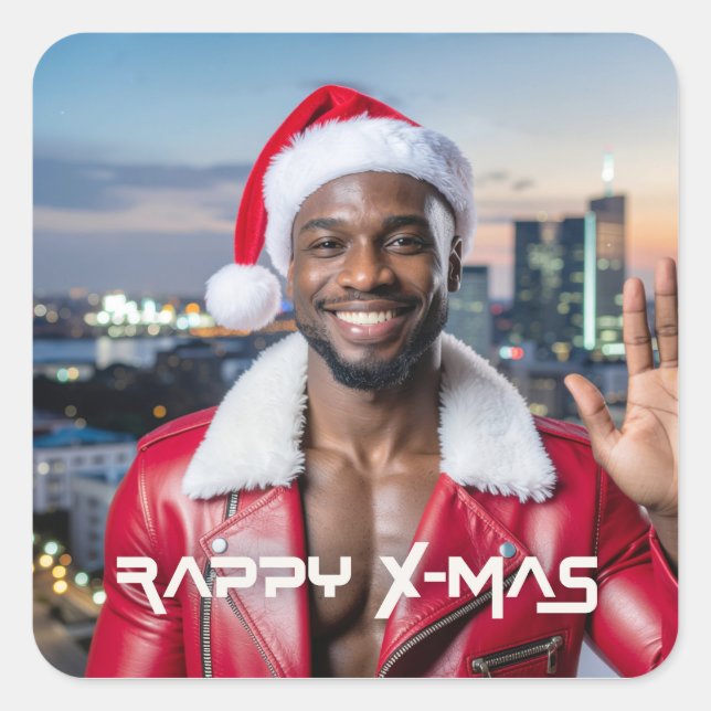 PEGATINA CUADRADA RAPPY X-MAS (Anverso)