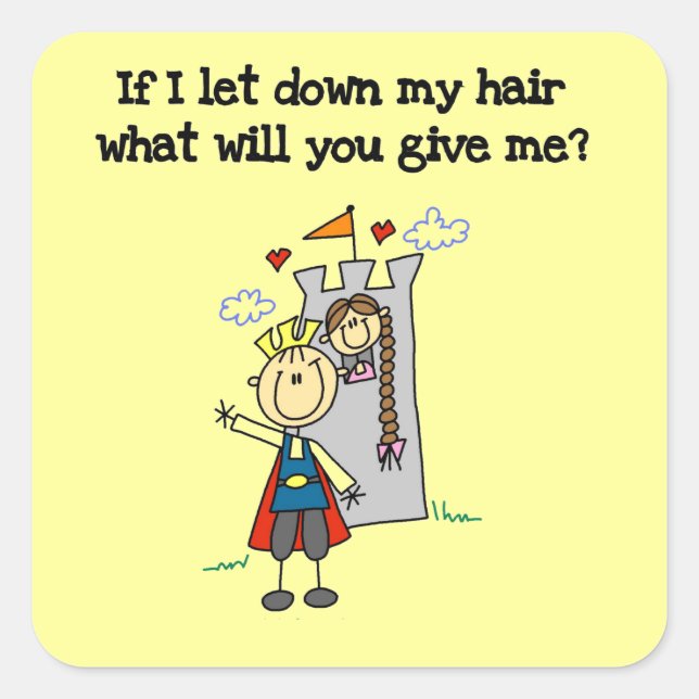 Pegatina Cuadrada Rapunzel moderno (Anverso)