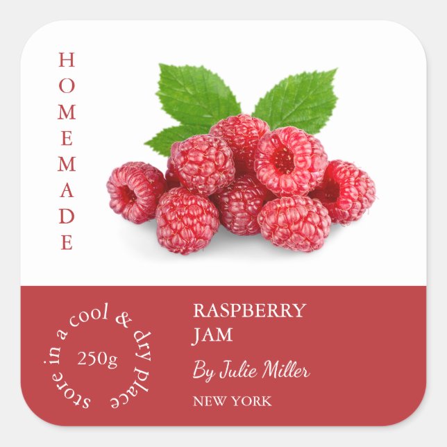 Pegatina Cuadrada Raspberry Small Business Label (Anverso)