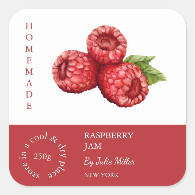 Pegatina Cuadrada Raspberry Small Business Label (Anverso)