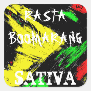 PEGATINA CUADRADA RASTA BOOMARANG SATIVA