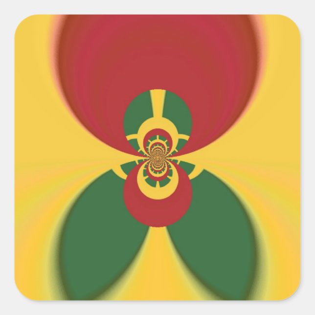 Pegatina Cuadrada Rasta Colores Resumen Arte Imprimir (Anverso)