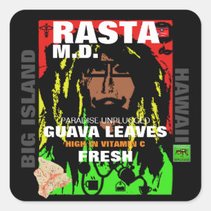 PEGATINA CUADRADA RASTA M.D. HOJAS FRESH GUAVA