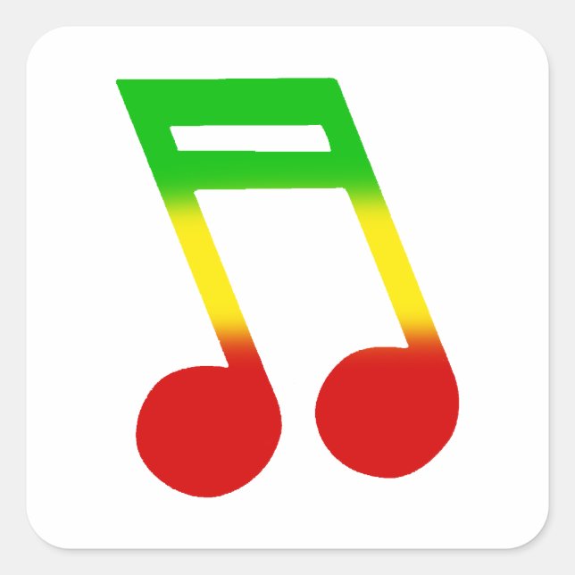 Pegatina Cuadrada Rasta Music Note (Anverso)