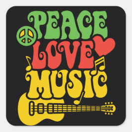 Pegatina Cuadrada Rasta Peace-Love-Music