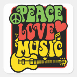 Pegatina Cuadrada Rasta Peace-Love-Music