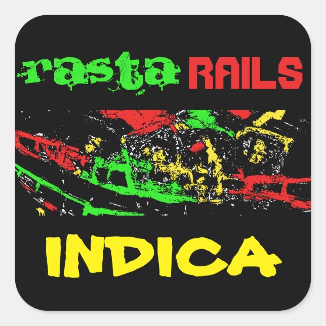 PEGATINA CUADRADA RASTA RAILS INDICA (Anverso)
