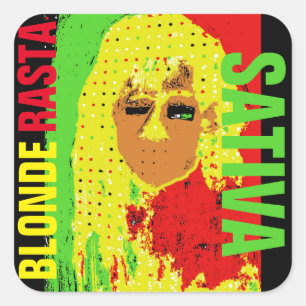PEGATINA CUADRADA RASTA RUBIA SATIVA