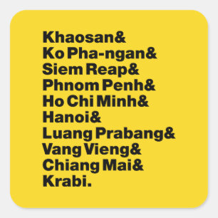 Pegatina Cuadrada Rastro/circuito de la crepe del plátano